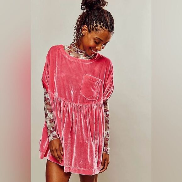 NWOT size Small Free People Moon City Velvet Top - Picture 1 of 7